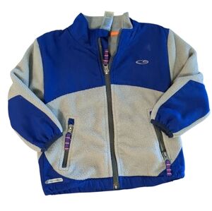 CHAMPION Grey And Blue Fleece Full Zip Sweater